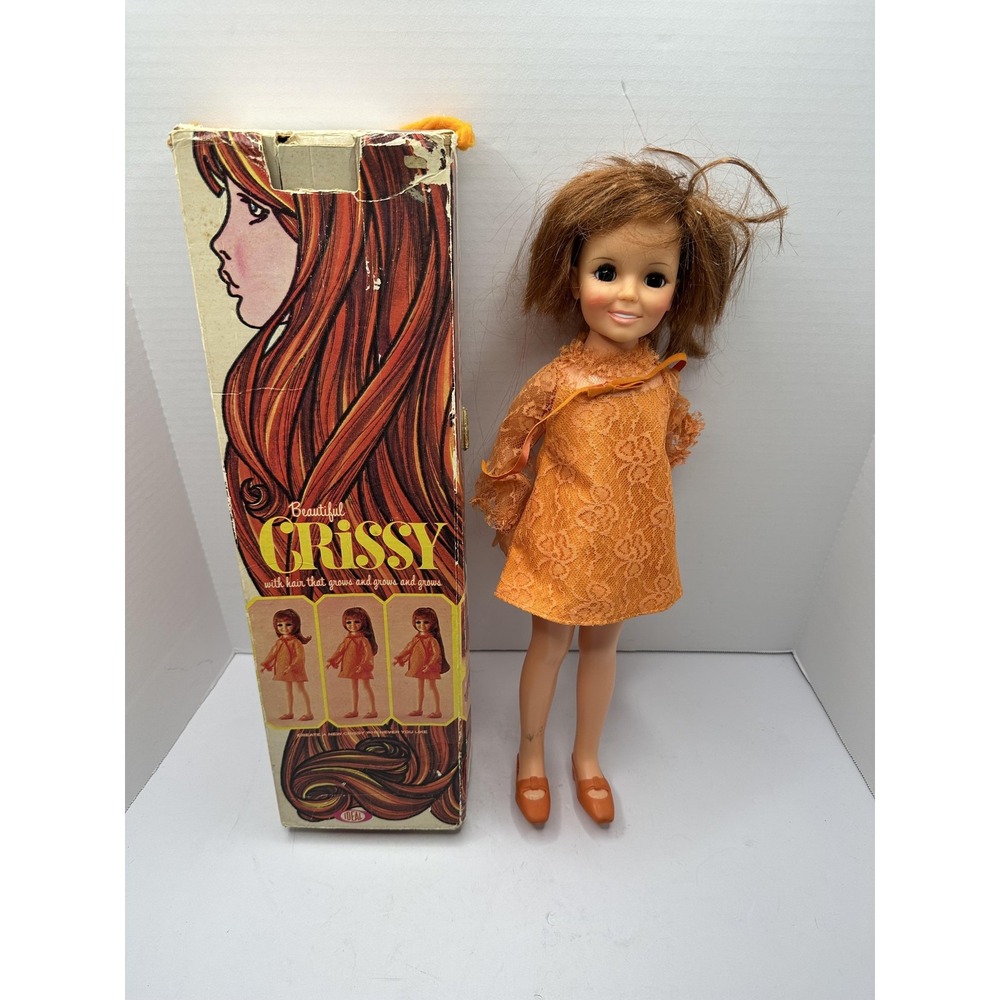 Vintage 1968 Ideal Beautiful Crissy Doll Box Orange Dress Hair Grows No.1051-2